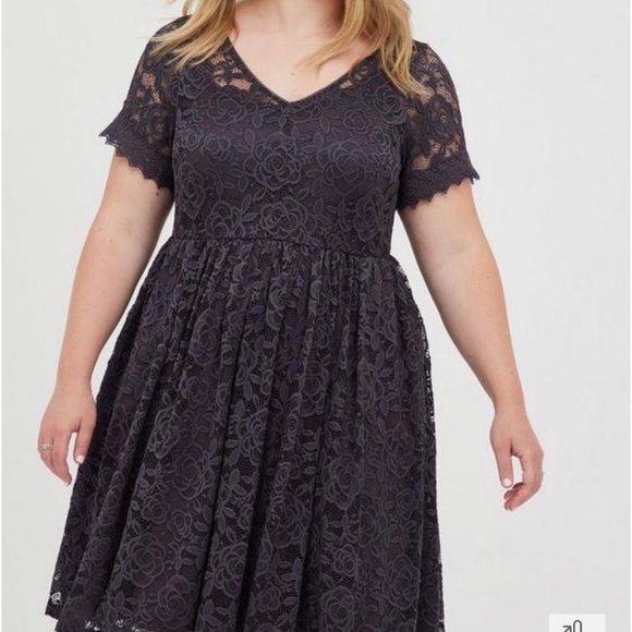 grey lace skater dress Momo Maternity Lace Insert Skater Dress